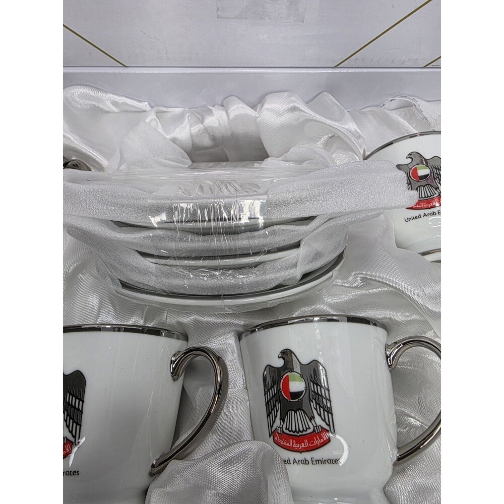 United Arab Emirates Emblem Logo Ceramic 6 Cups & 6 Saucers 12pcs Tea Set